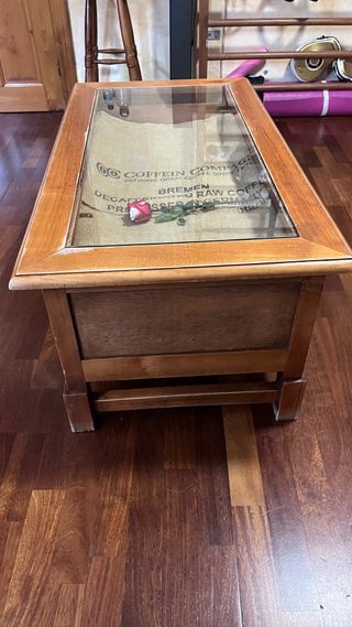 Mesa de centro madera con tapa cristal