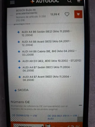 Calentadores Audi, Skoda, VW