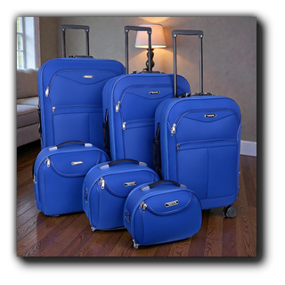 6 Maletas de Viaje Azul: 2x23kg, 1x10kg, 3 Bol