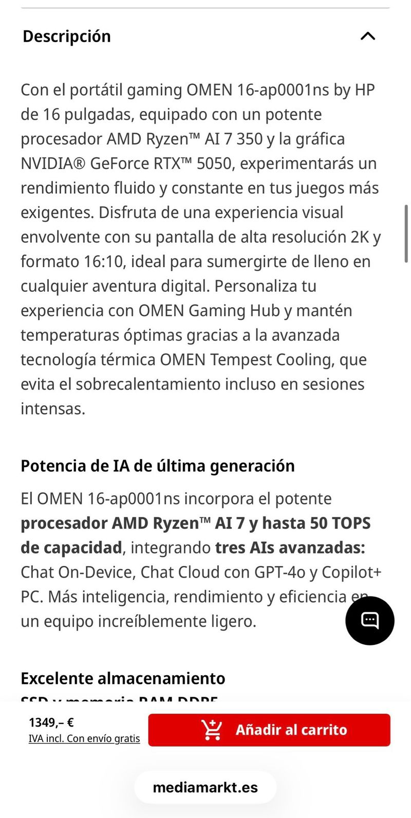 Portátil Gaming HP Omen 16-ap0001ns afbeelding 6