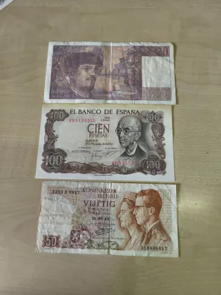 Lote 3 Billetes Mundiales: Francia, España, Bélgic
