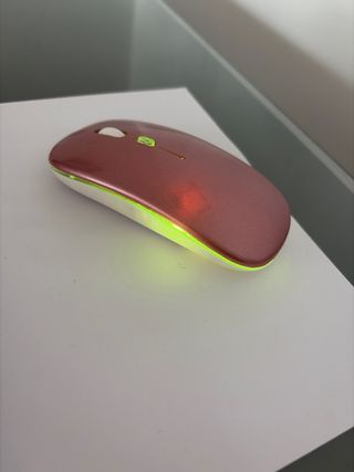 Ratón inalámbrico con luz LED rosa, no hace ruido