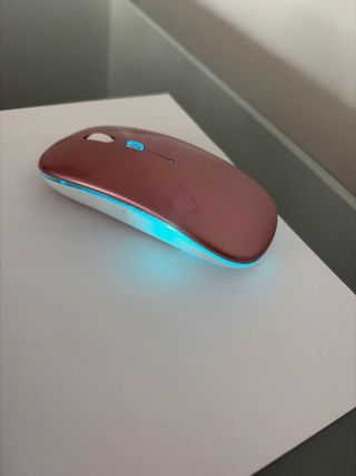 Ratón inalámbrico con luz LED rosa, no hace ruido