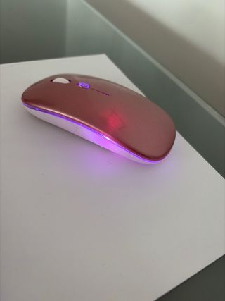 Ratón inalámbrico con luz LED rosa, no hace ruido