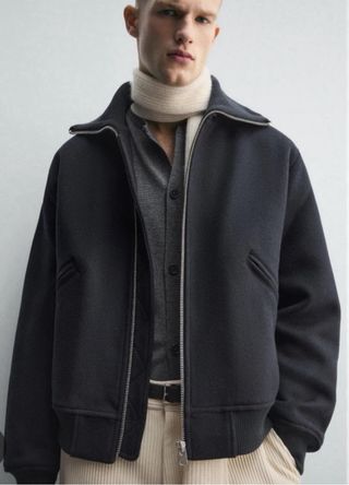 Cazadora azul cuello rib talla M