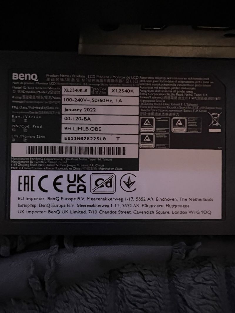 Monitor BenQ XL2540K Gaming afbeelding 4