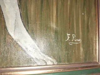 Cuadro vintage de perro pintado a mano