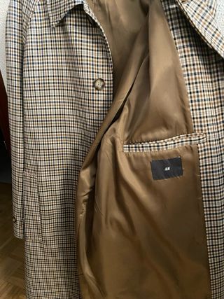 Abrigo H&M Hombre XL Cuadros Beige