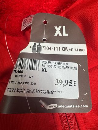 Chaqueta Quechua Roja Talla XL