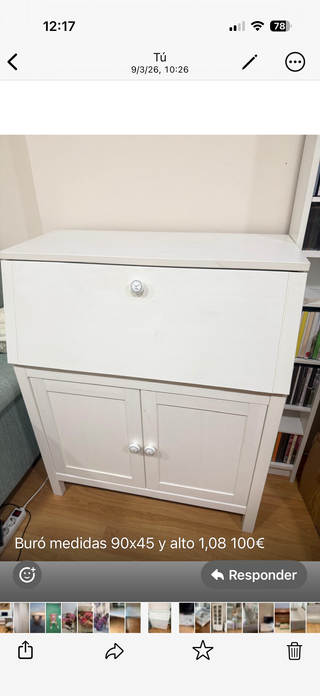 Buró blanco medidas 90x45 y alto 1,08