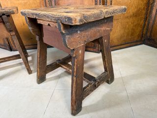 Pareja de banquetas rústicas madera maciza