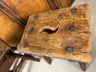 Pareja de banquetas rústicas madera maciza