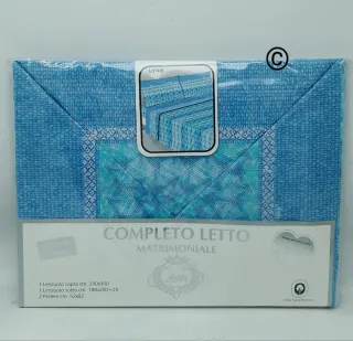 Completo Lenzuola Matrimoniali Grigio/Blu