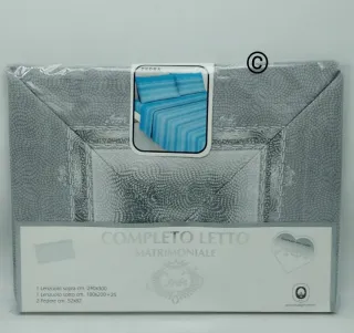 Completo Lenzuola Matrimoniali Grigio/Blu