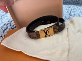 Pulsera Louis Vuitton Cuero Marrón y Dorado