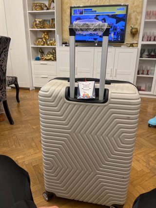 Maleta grande POLO beige/plata con ruedas