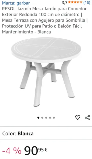 Mesa Terraza Antracita 100cm resina alta densidad