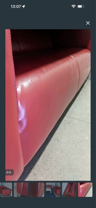 Sofá de piel rojo Ikea