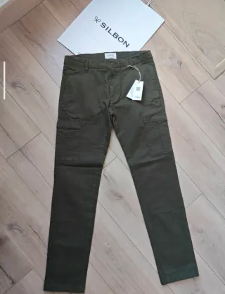 Pantalón Cargo Hombre Silbon Talla 40 Verde Oliva