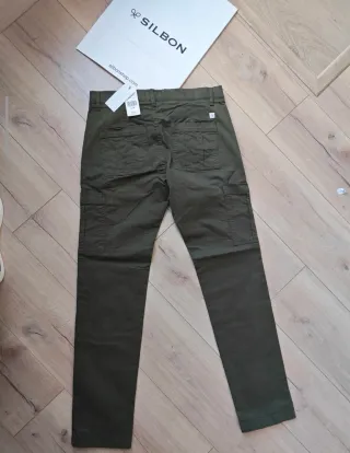 Pantalón Cargo Hombre Silbon Talla 40 Verde Oliva