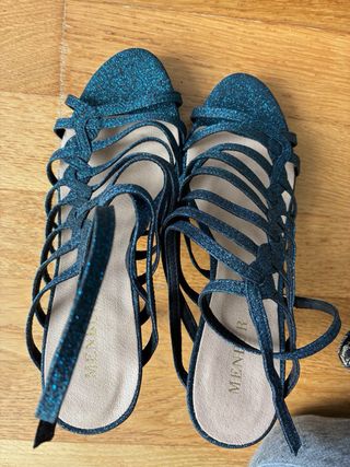 Sandalias Brillantes Azul y Plateado