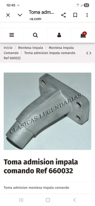 Tobera admisionMontesa impala Comando 150cc