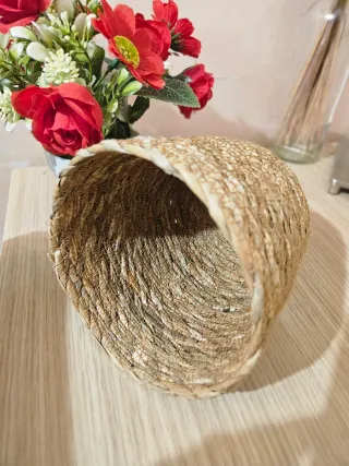 Piantina con fiori rossi in cestino