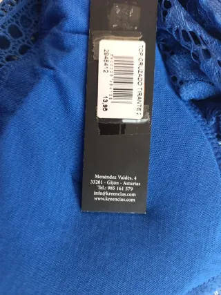 Top tirante azul encaje