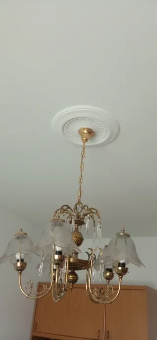 Lámpara de bronce y cristal