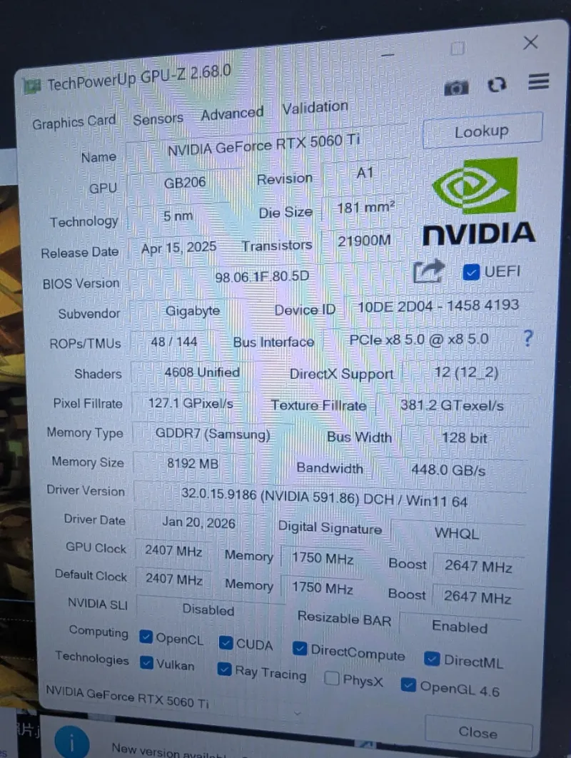 GIGABYTE GeForce RTX 5060 Ti Gaming OC 8G afbeelding 2