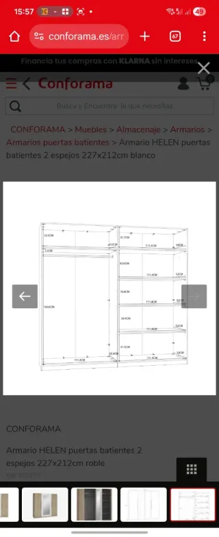 Armario HELEN 2 puertas 227x212cm