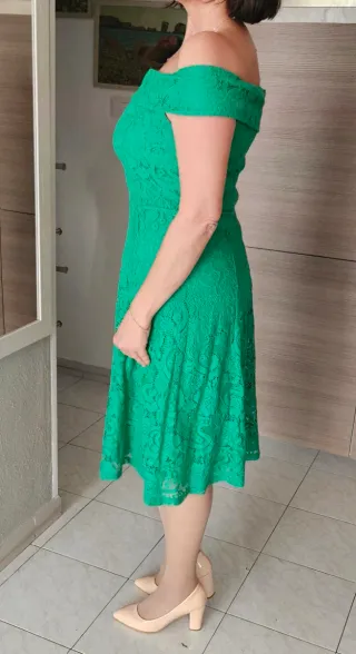 Abito elegante verde pizzo taglia L