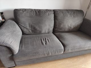 Sofá gris tela 225x100x45cm