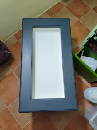 Mesa de centro madera pino gris y blanco