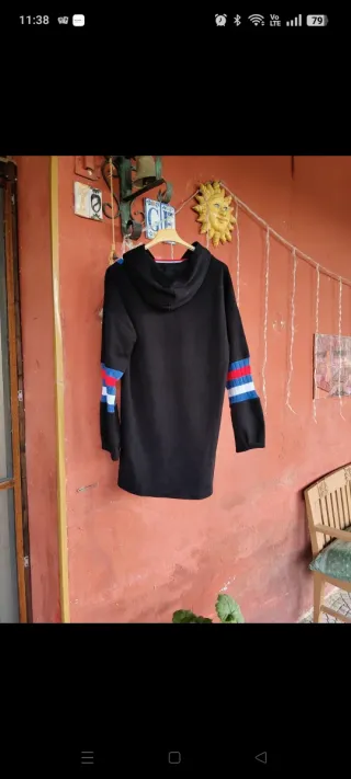 Felpone lungo donna nero multicolore