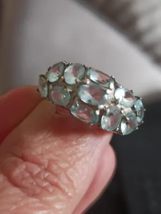 Anillo Plata Aguamarinas Ovaladas