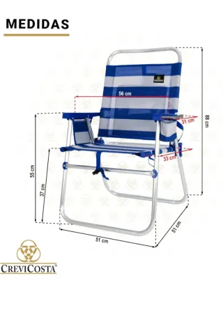 2 Sillas Playa Crevicosta Azul/Blanco