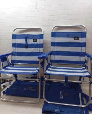 2 Sillas Playa Crevicosta Azul/Blanco