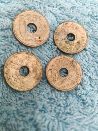 4 Monedas España 1997 1998 con agujero