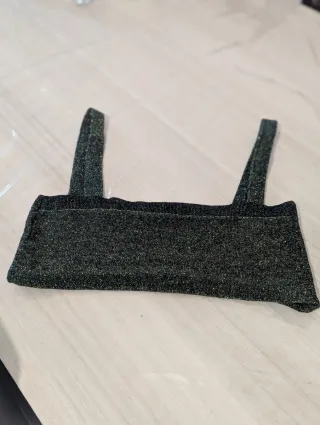 Top crop lurex vintage Y2K verde bosco glitter