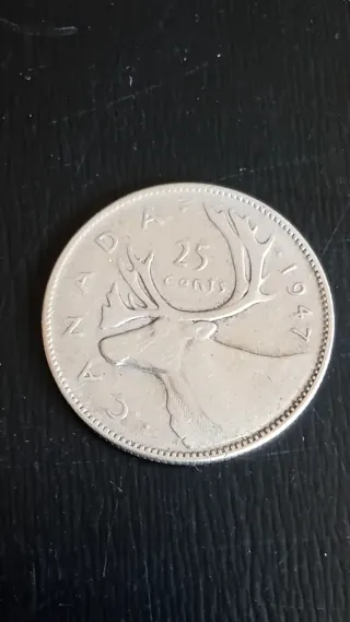 MONEDA PLATA CANADA QUARTER JORGE VI 1947