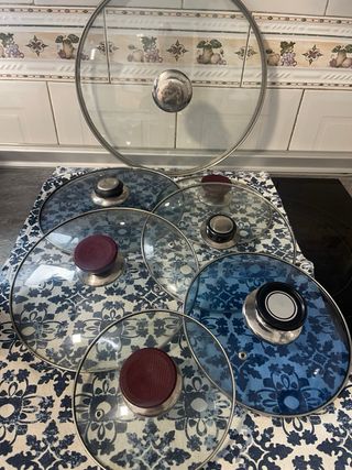 Tapas de Olla de Cristal y Metal