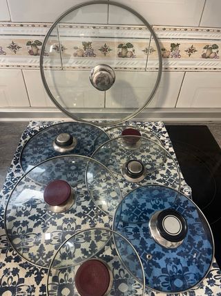 Tapas de Olla de Cristal y Metal