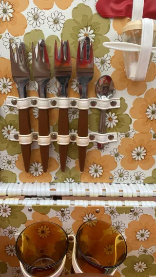 Cesta Picnic Vintage Flores Naranja