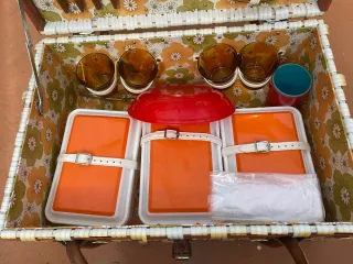 Cesta Picnic Vintage Flores Naranja