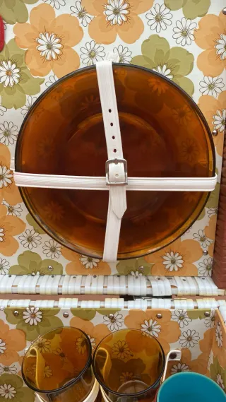 Cesta Picnic Vintage Flores Naranja