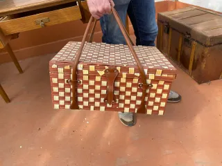 Cesta Picnic Vintage Flores Naranja