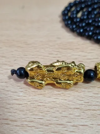 Colgante Dragón Feng Shui Negro y Dorado