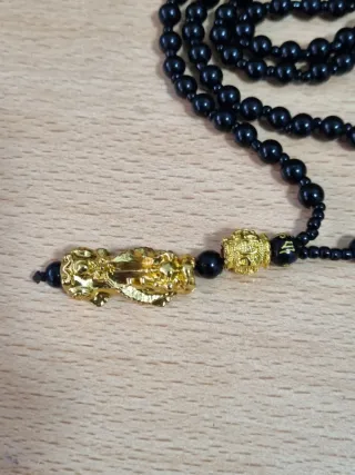 Colgante Dragón Feng Shui Negro y Dorado