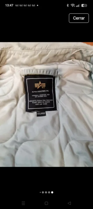 Chaqueta Alpha Industries Talla XXL Gris